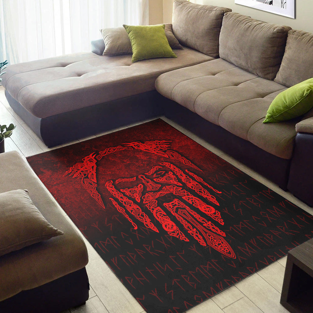 Viking Area Rug Eye of Odin Red Version