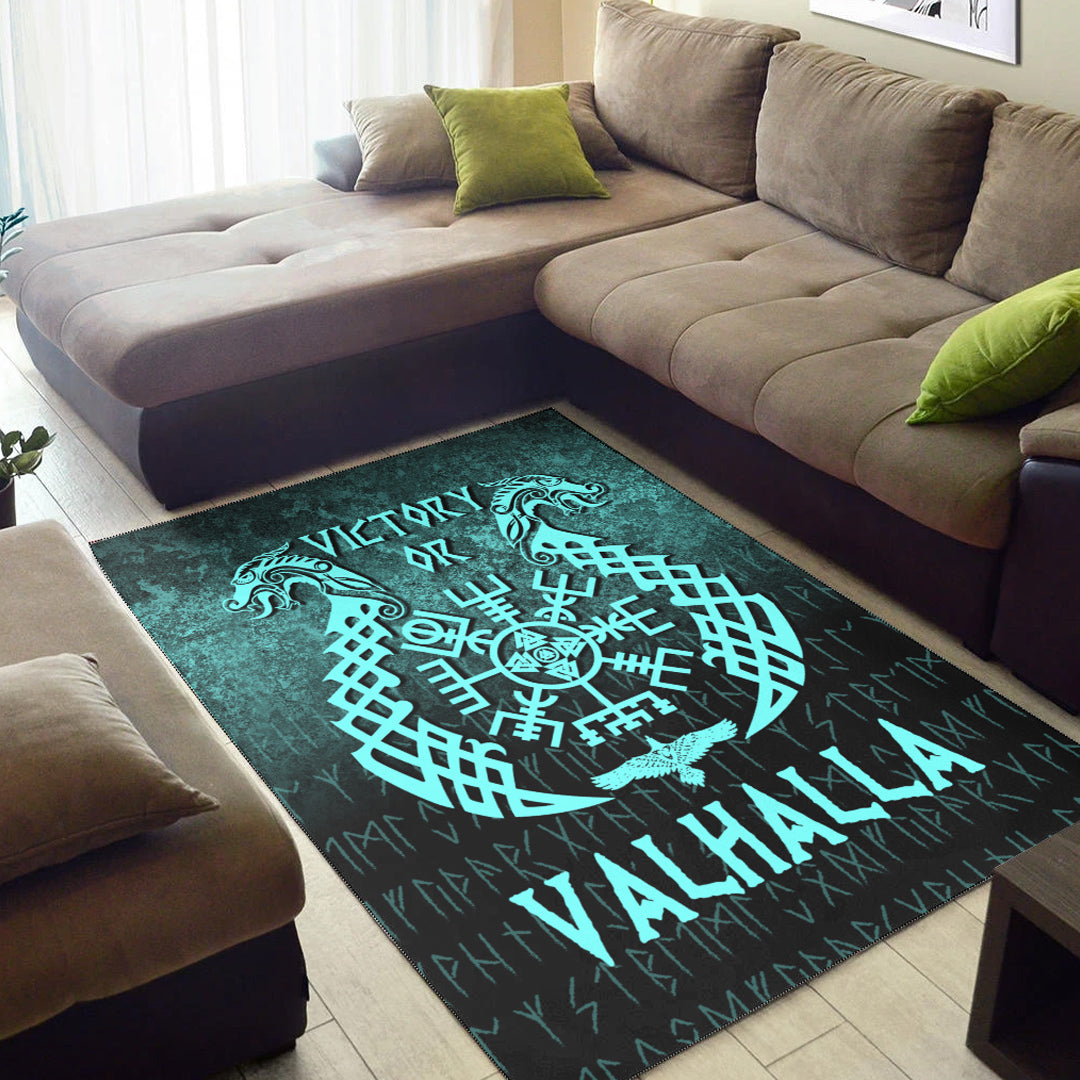 Viking Area Rug Victory or Valhalla Cyan Version