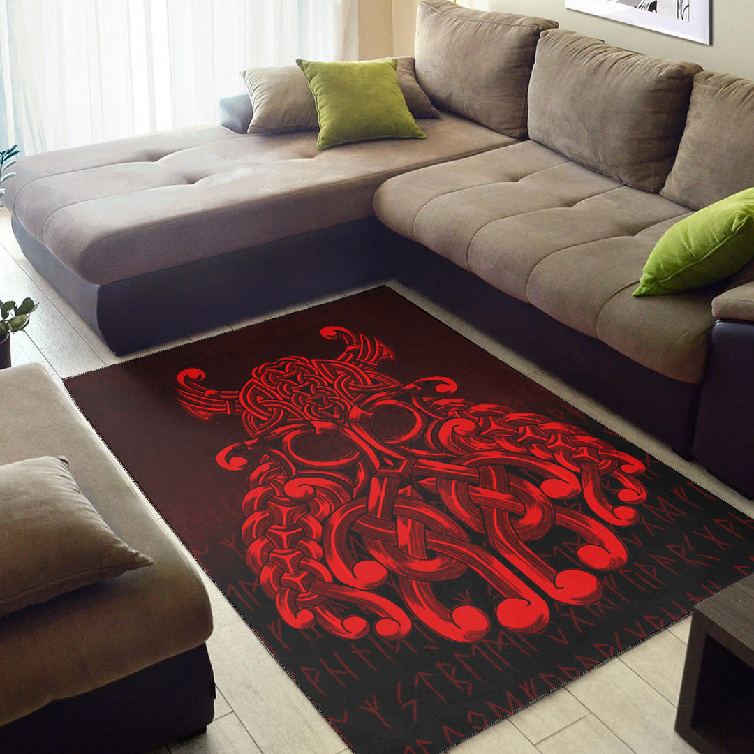 Viking Area Rug Vikings Odin Valhalla Red Version