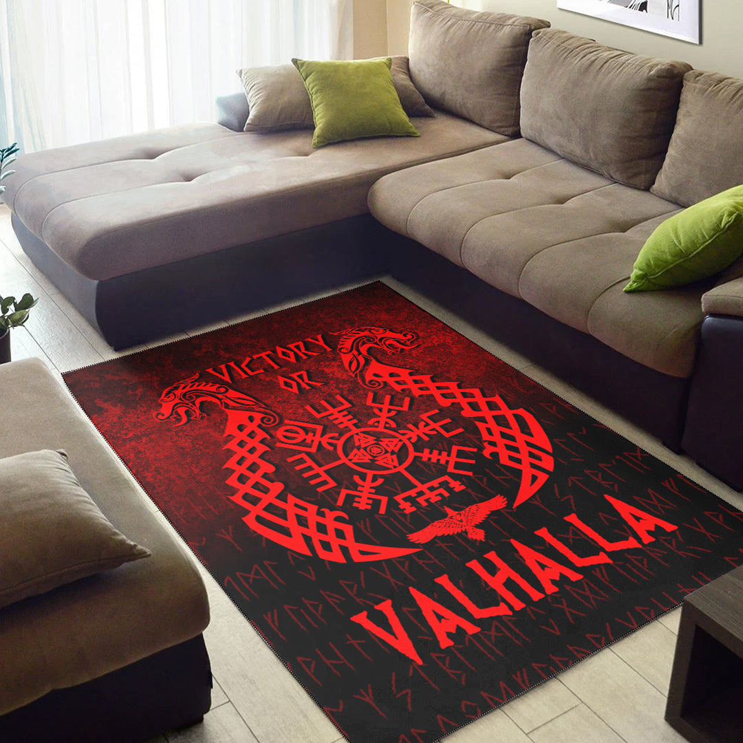 Viking Area Rug Victory or Valhalla Red Version