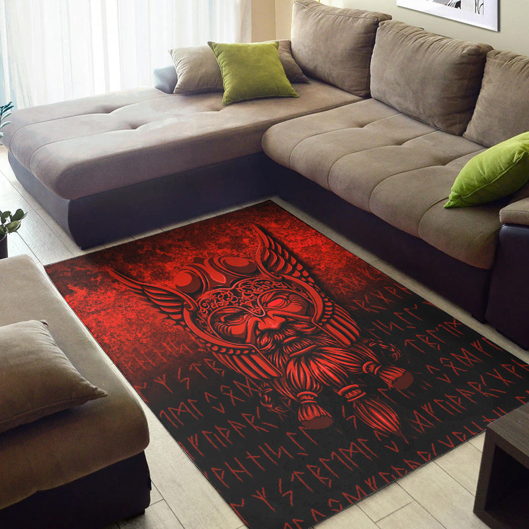 Viking Area Rug Viking Odin Allfather In Asgard Red Version