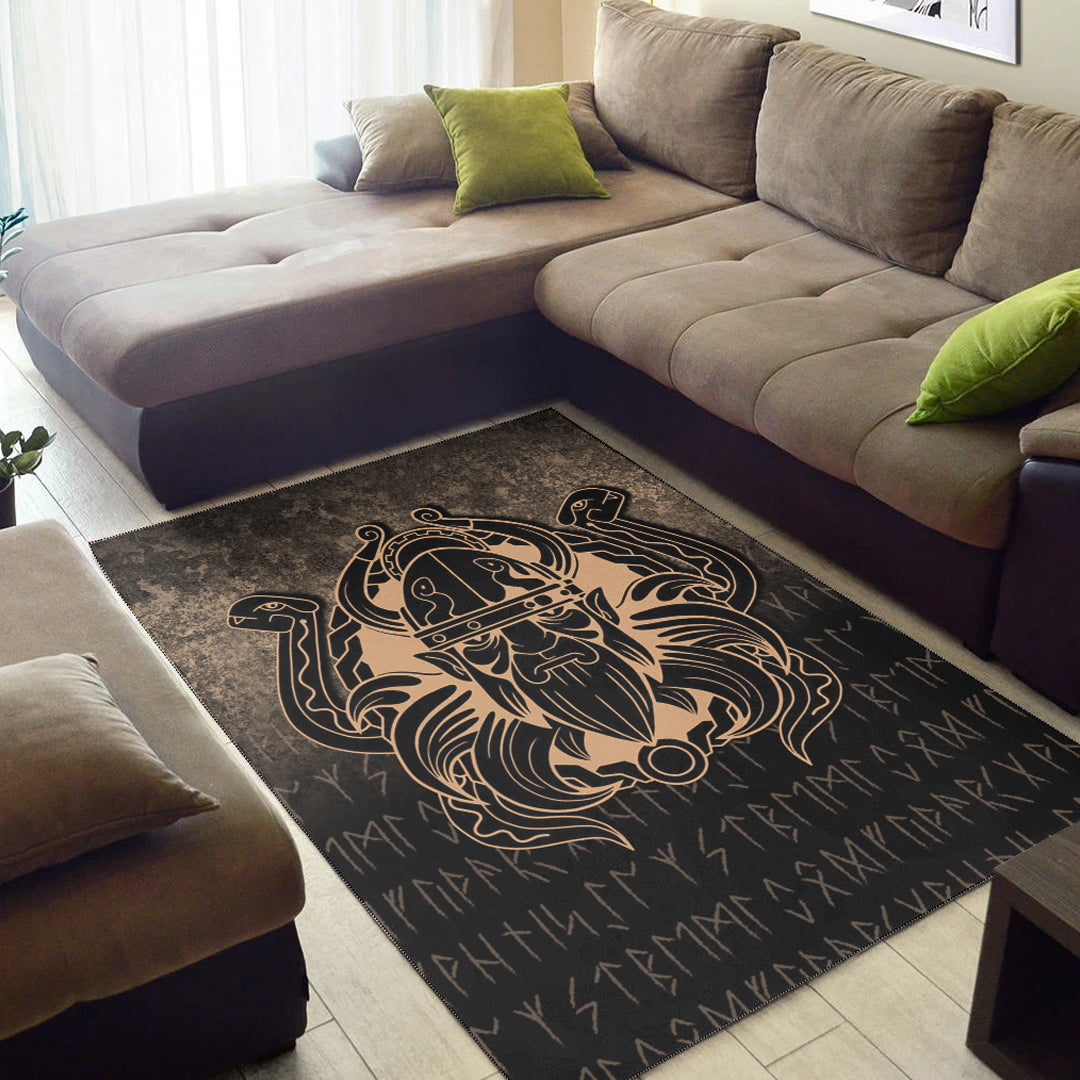 Viking Area Rug Nordic Warrior Valhalla Norse Gold Version