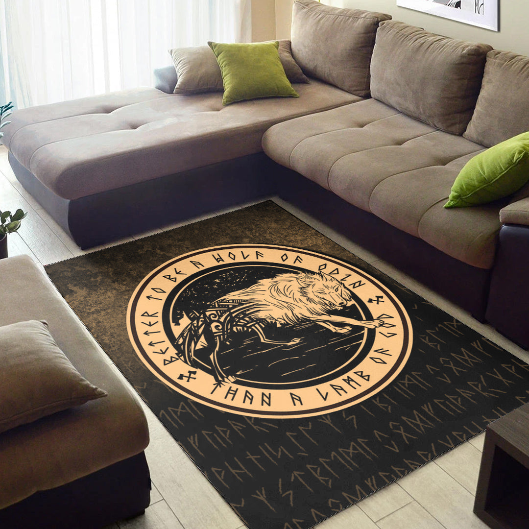 Viking Area Rug Wolf Of Odin Gold Version