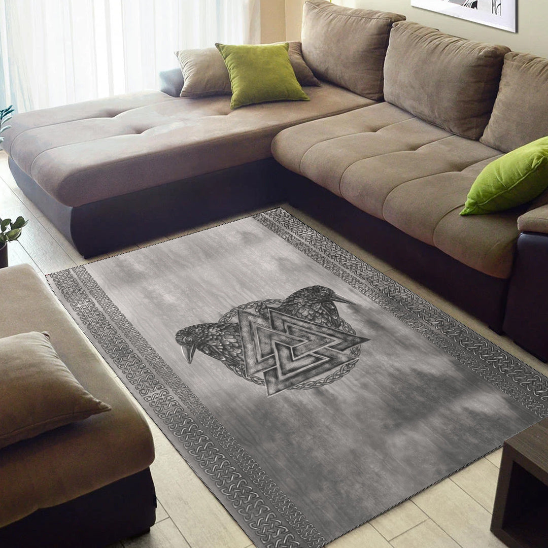 Viking Area Rug Viking Valknut and Raven