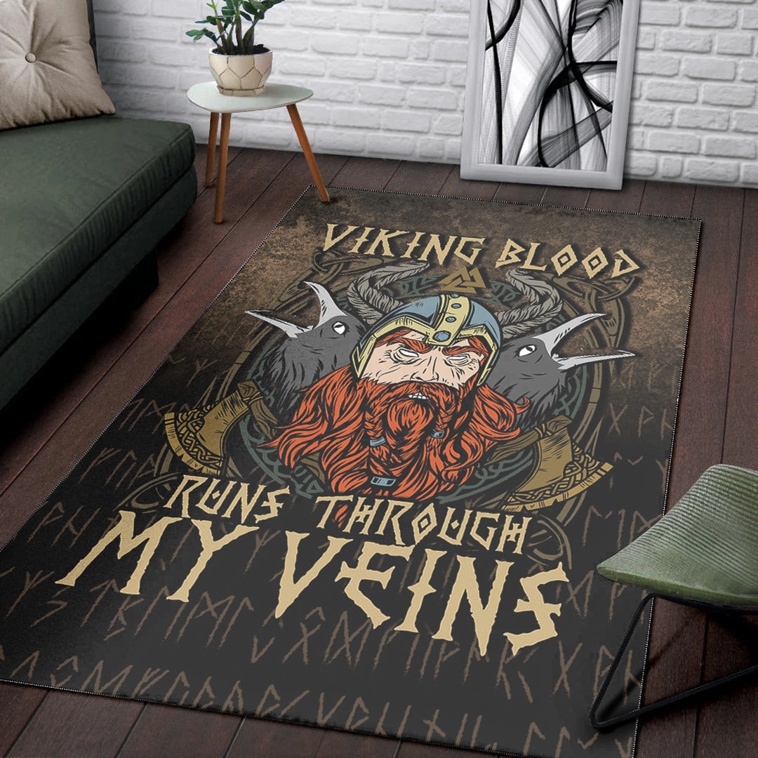 Viking Area Rug Viking Blood Run Through My Veins Ver04