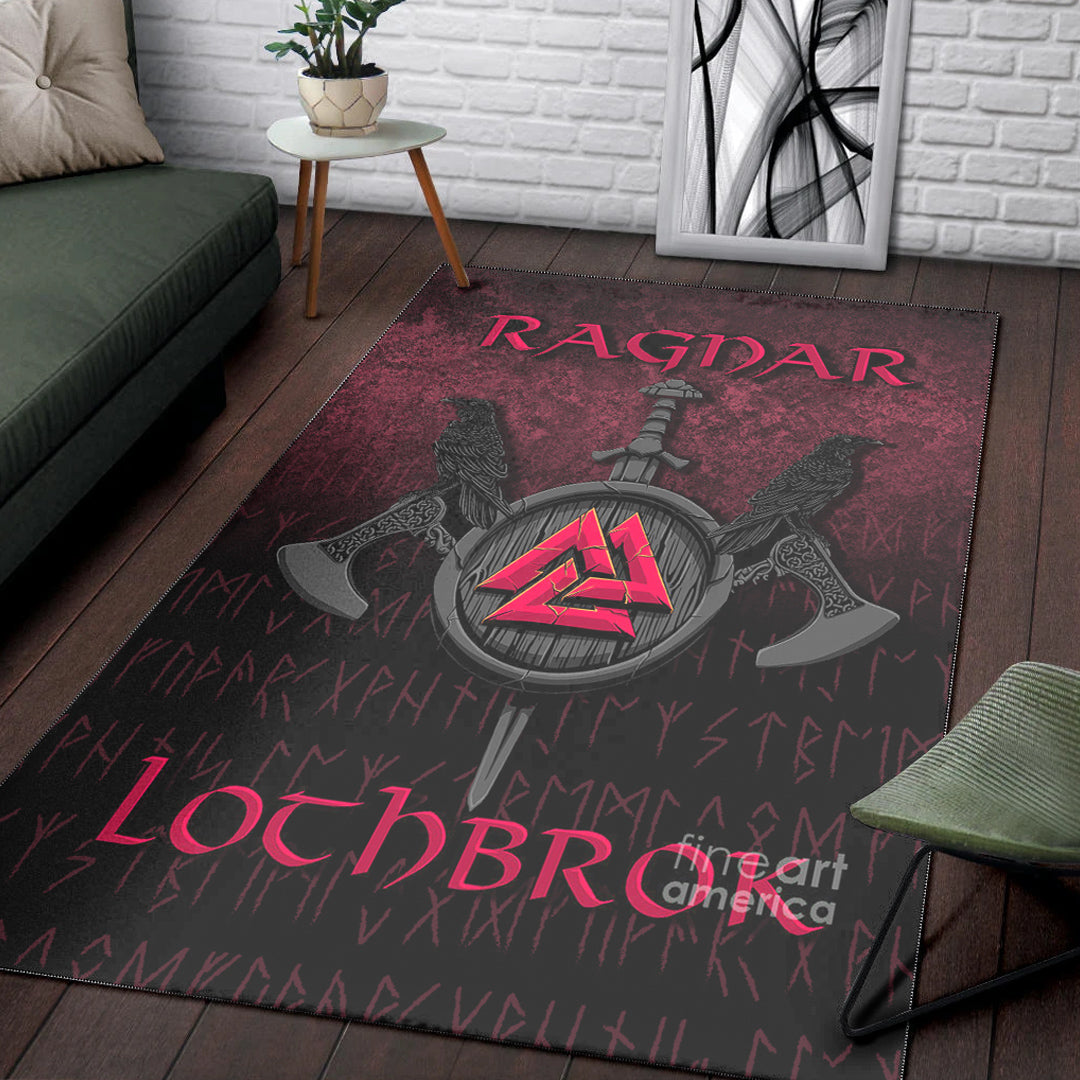 Viking Area Rug Ragnar Lothbrok Ragnar Lodbrok Viking Warrior Red Version