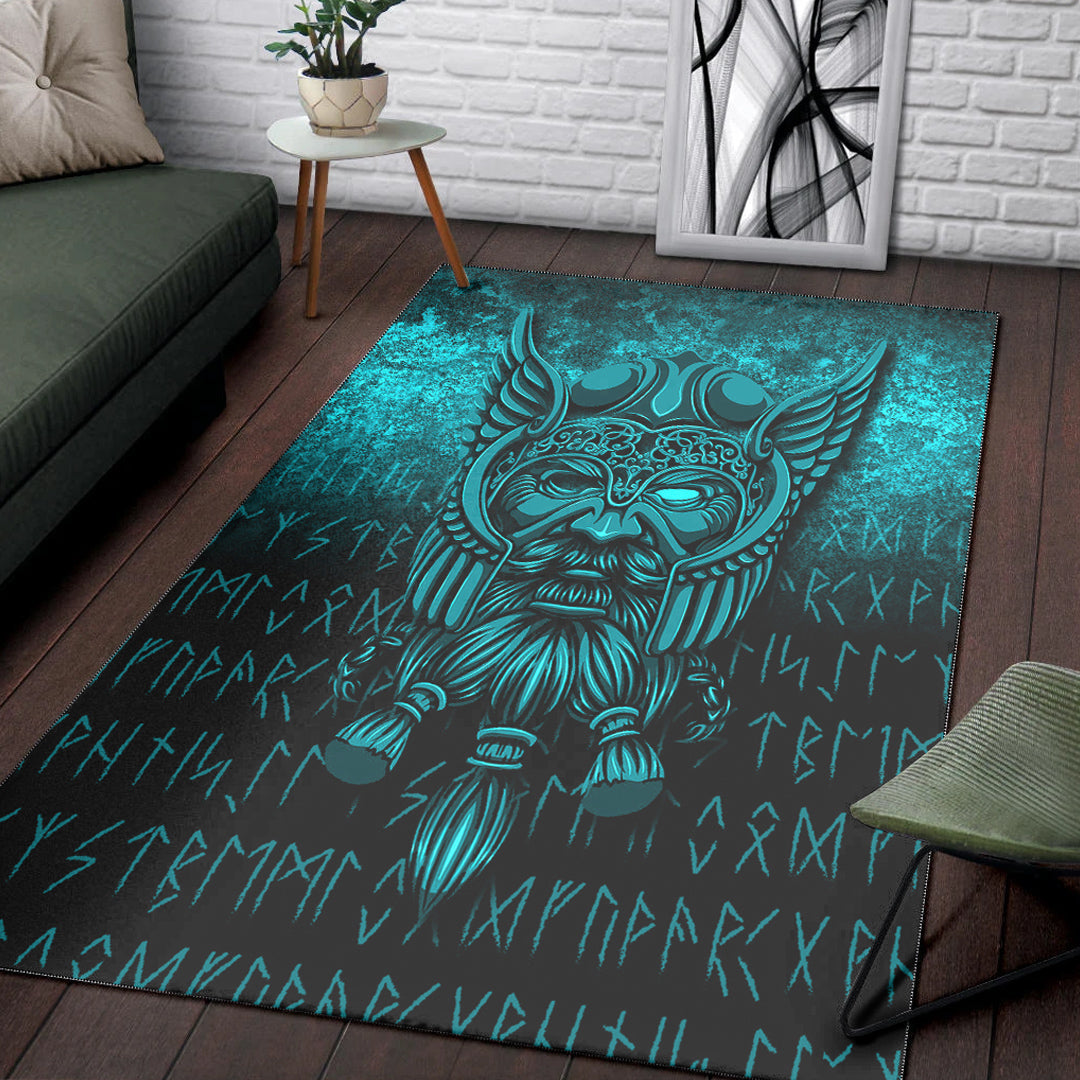 Viking Area Rug Viking Odin Allfather In Asgard Cyan Version