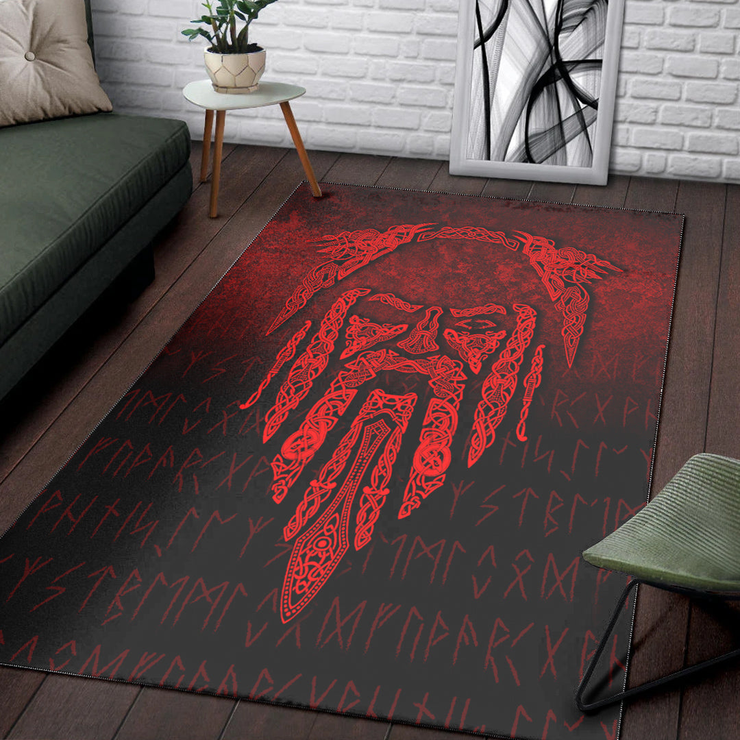 Viking Area Rug Eye of Odin Red Version