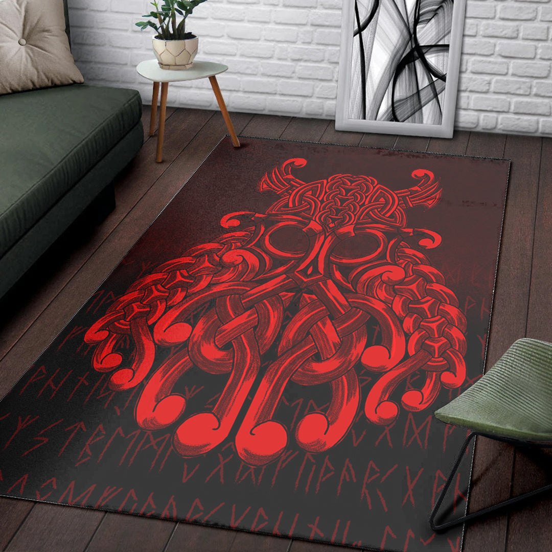 Viking Area Rug Vikings Odin Valhalla Red Version