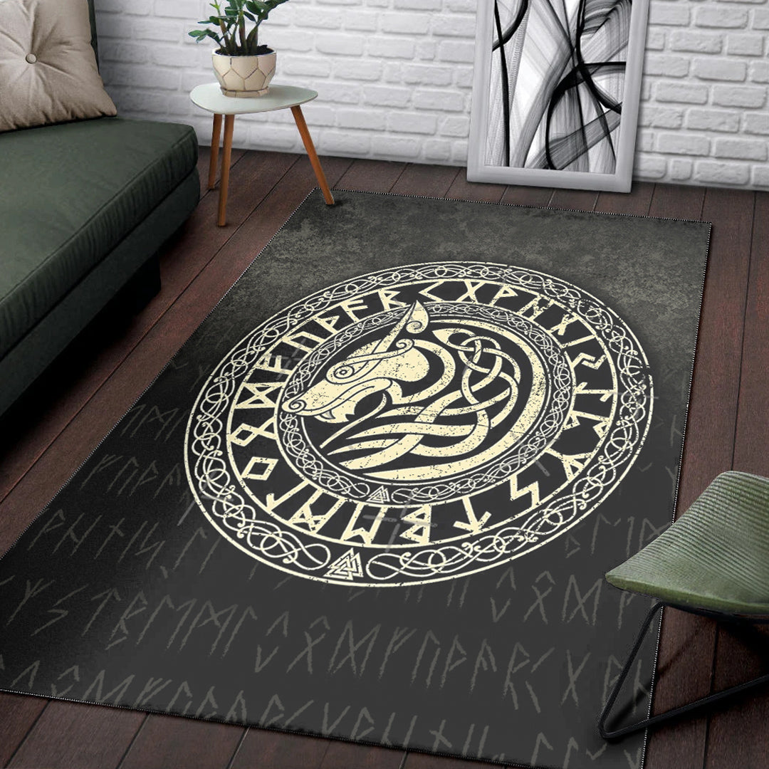 Viking Area Rug Viking Wolf Gold Version