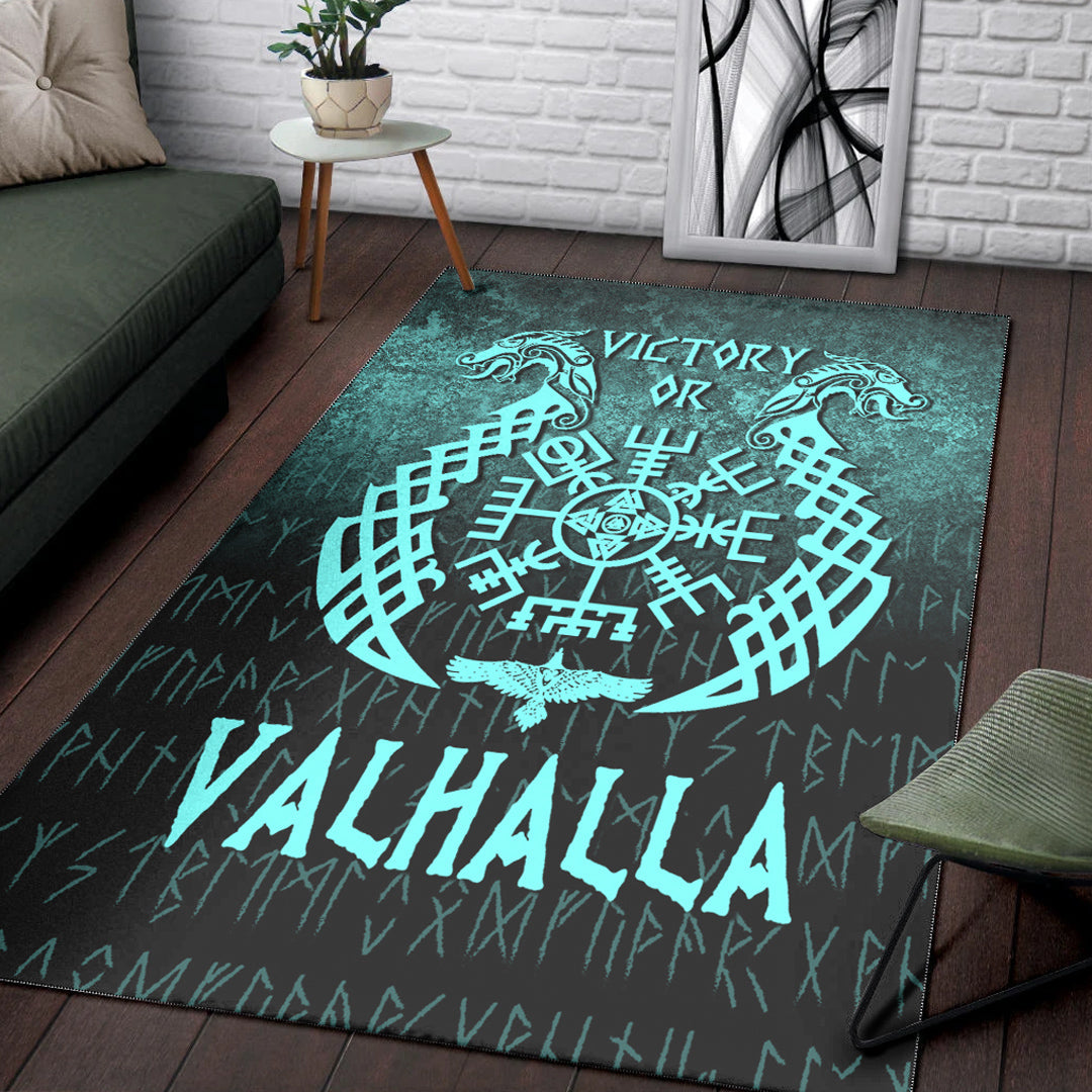 Viking Area Rug Victory or Valhalla Cyan Version