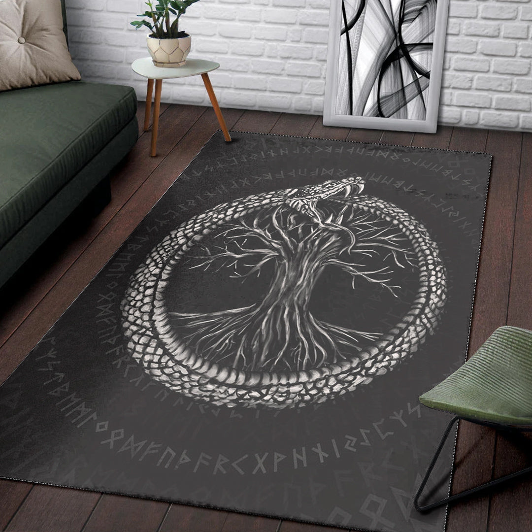 Viking Area Rug Ouroboros with Tree of Life