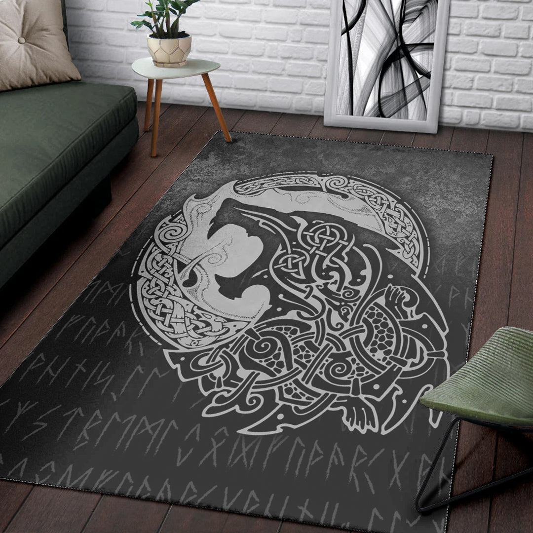 Viking Area Rug Fenrir Viking 3D Tattoo Special Version