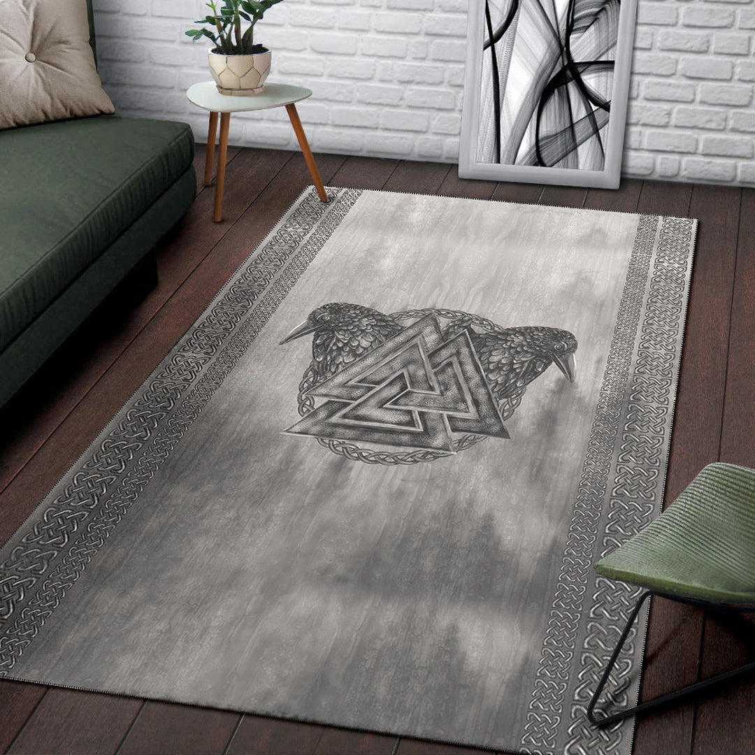 Viking Area Rug Viking Valknut and Raven