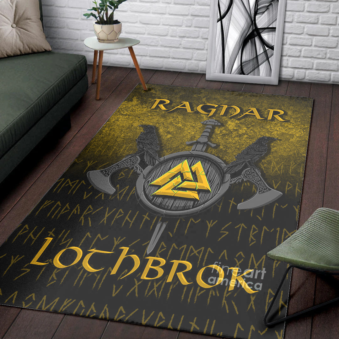 Viking Area Rug Ragnar Lothbrok Ragnar Lodbrok Viking Warrior Gold Version