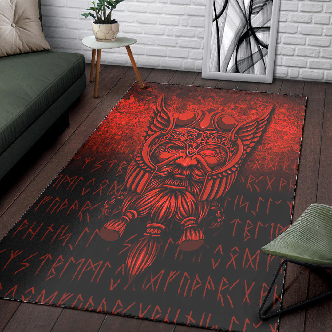 Viking Area Rug Viking Odin Allfather In Asgard Red Version