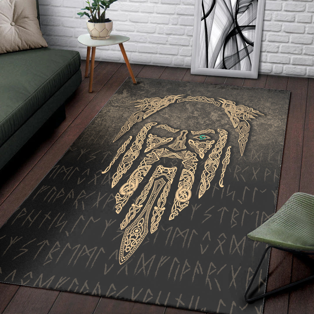 Viking Area Rug Eye of Odin Gold Version