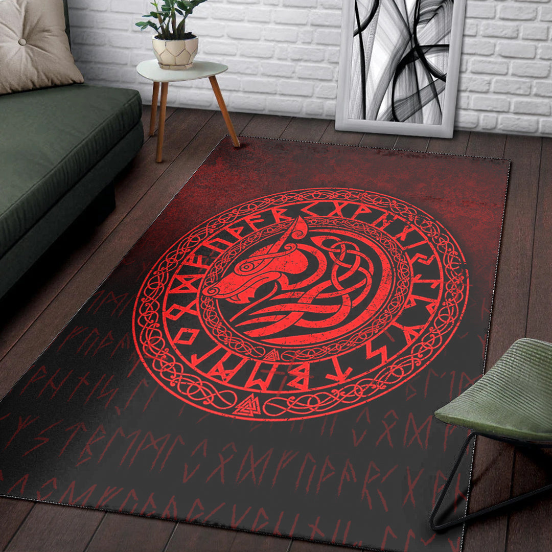 Viking Area Rug Viking Wolf Red Version