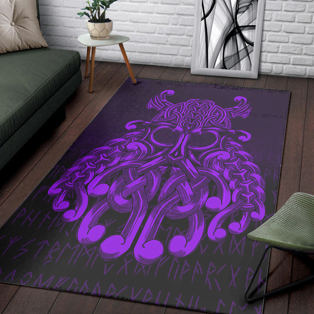 Viking Area Rug Vikings Odin Valhalla Purple Version