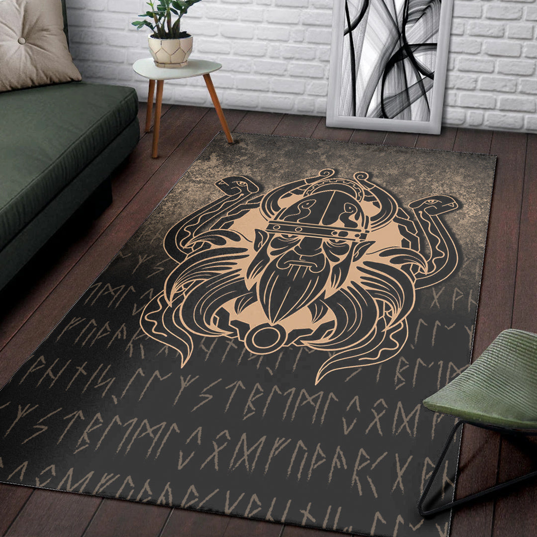 Viking Area Rug Nordic Warrior Valhalla Norse Gold Version