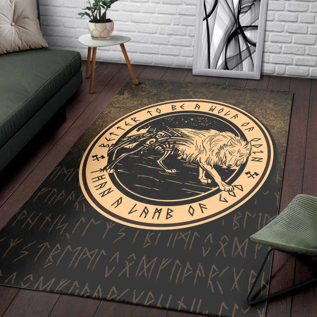 Viking Area Rug Wolf Of Odin Gold Version