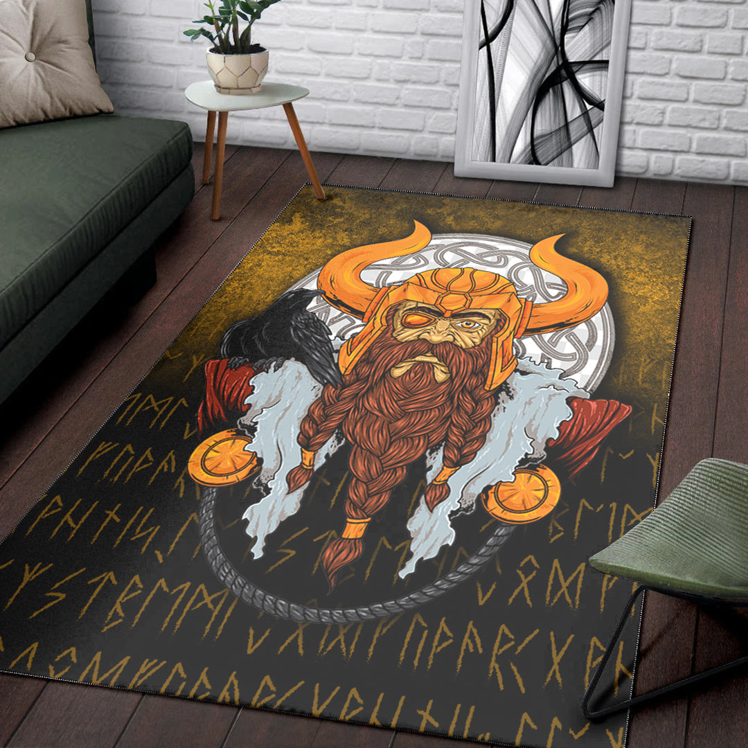 Viking Area Rug Viking God Odin Raven