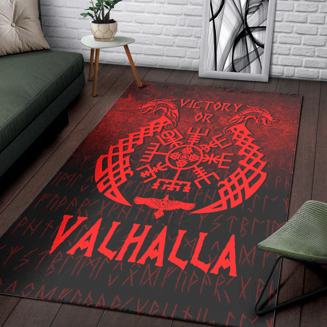 Viking Area Rug Victory or Valhalla Red Version