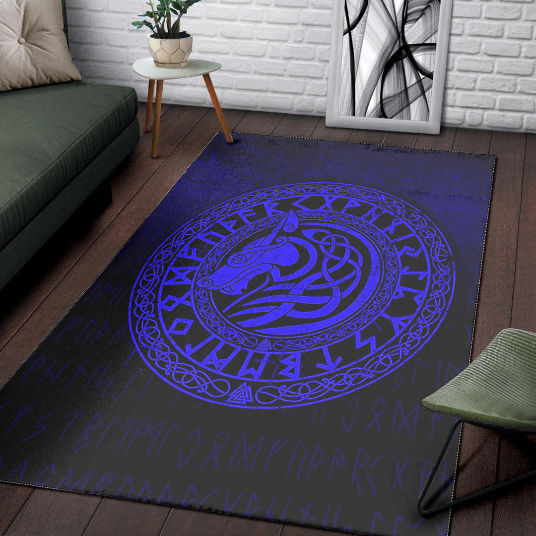 Viking Area Rug Viking Wolf Blue Version