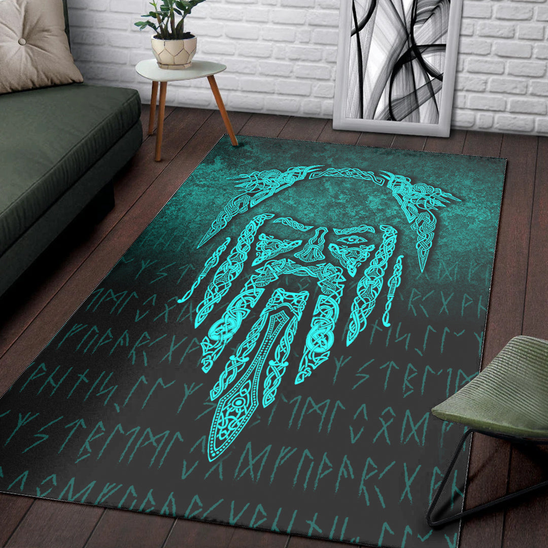 Viking Area Rug Eye of Odin Cyan Version