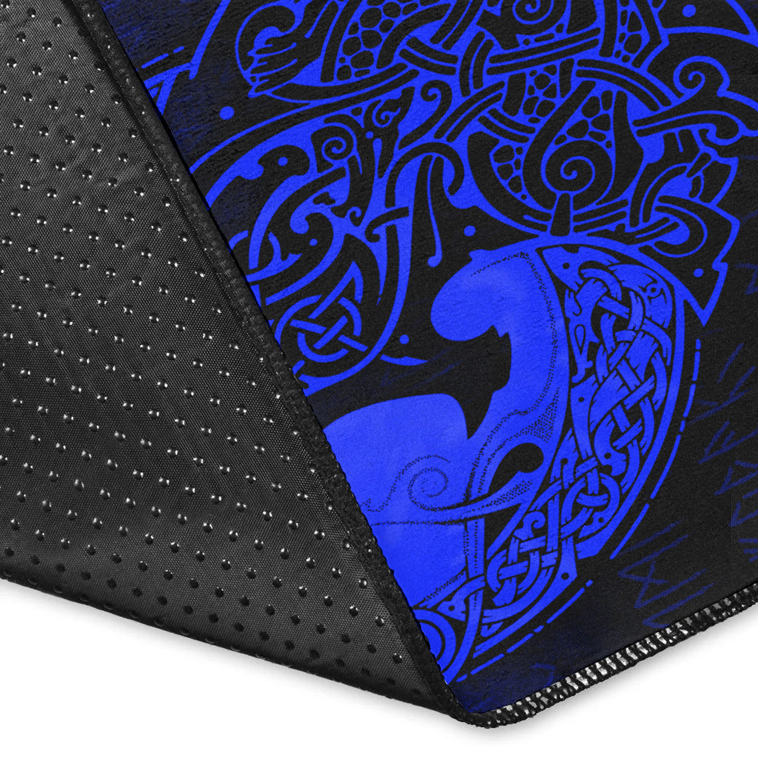 Viking Area Rug Fenrir Viking 3D Tattoo Blue Version