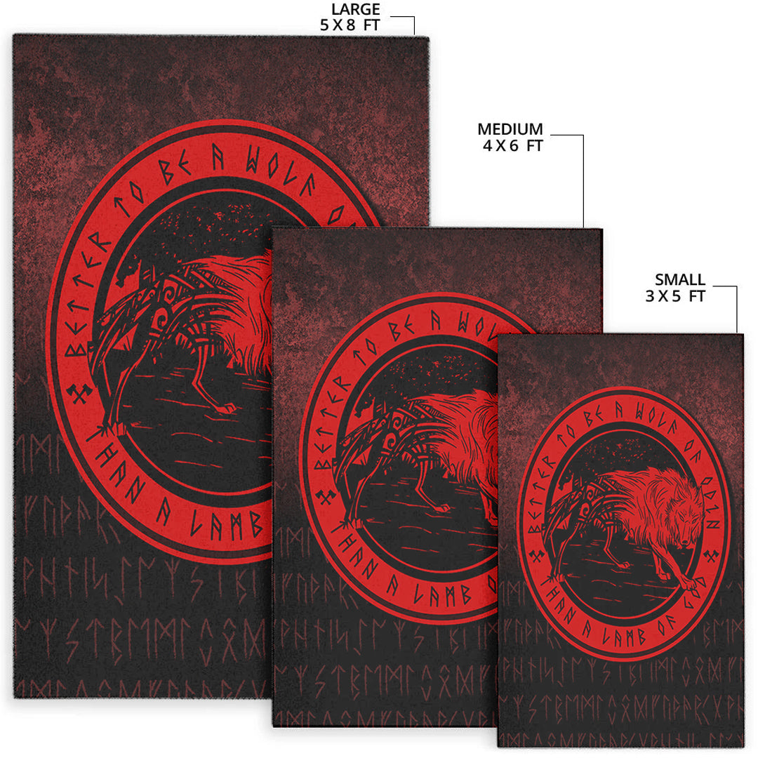 Viking Area Rug Wolf Of Odin Red Version