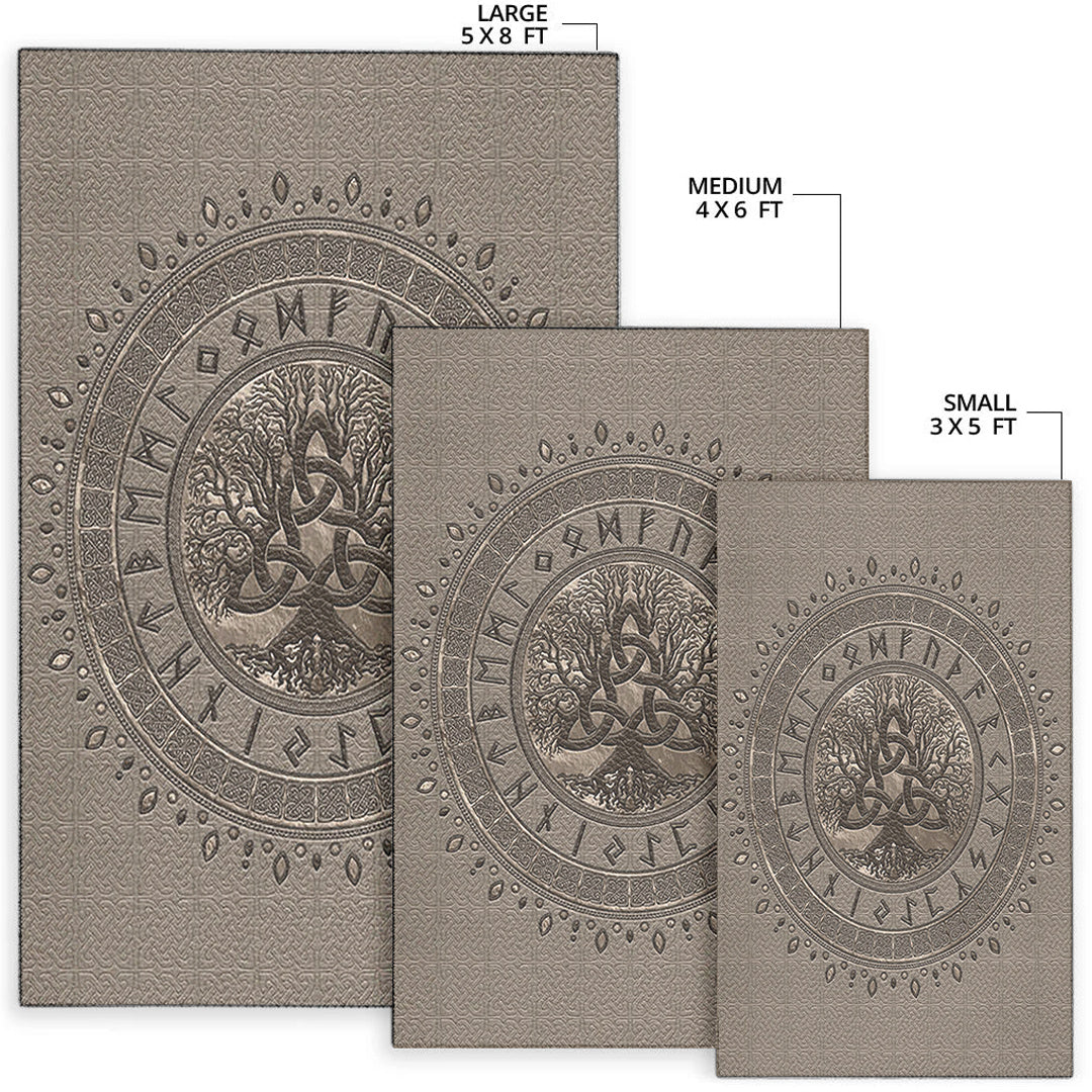 Viking Area Rug Tree of Life with Triquetra Beige