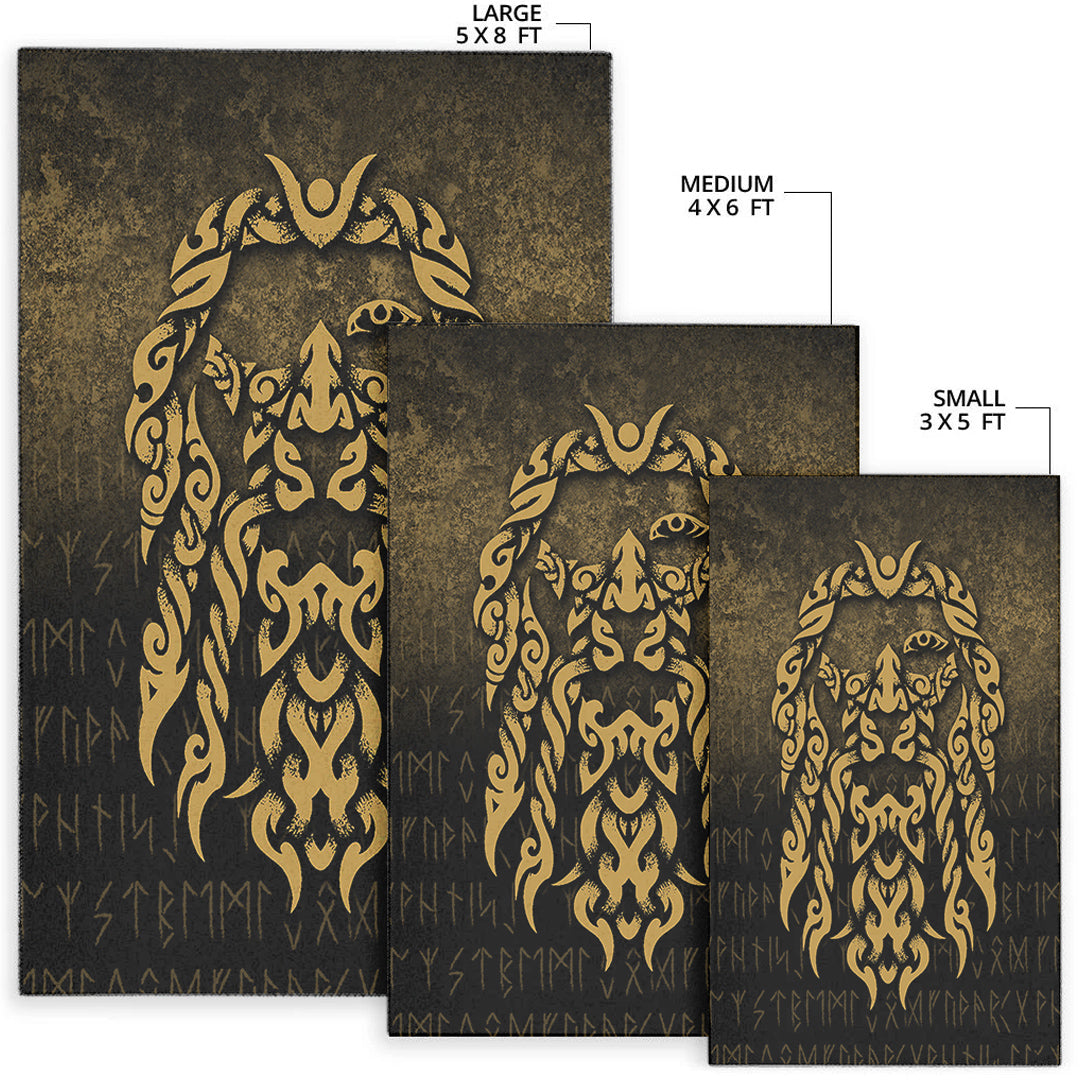 Viking Area Rug Viking God Odin Allfather In Asgard Raven God Gold Version