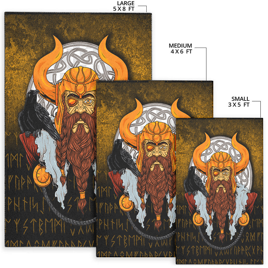 Viking Area Rug Viking God Odin Raven