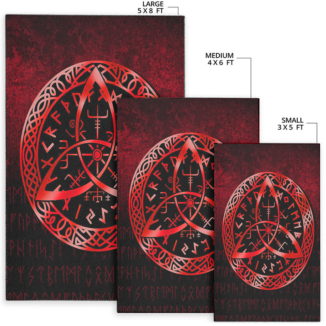 Viking Area Rug Vegvisir Nordic Viking Rune Red Version