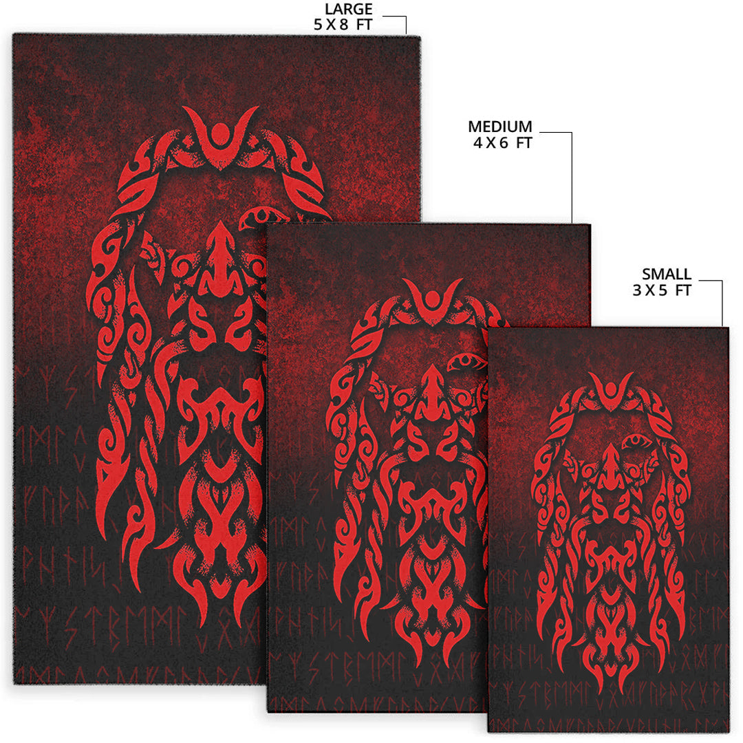 Viking Area Rug Viking God Odin Allfather In Asgard Raven God Red Version