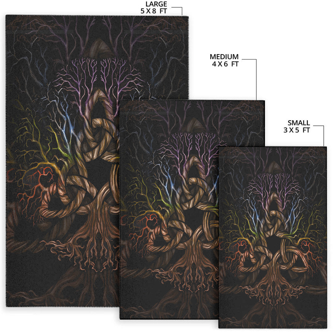 Viking Area Rug Colorful Tree of Life With Triquetra