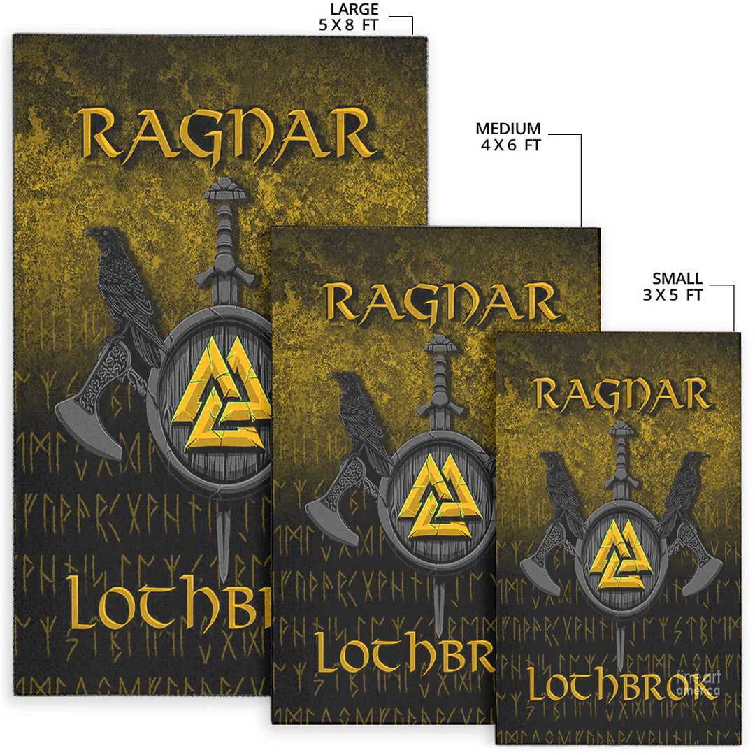 Viking Area Rug Ragnar Lothbrok Ragnar Lodbrok Viking Warrior Gold Version