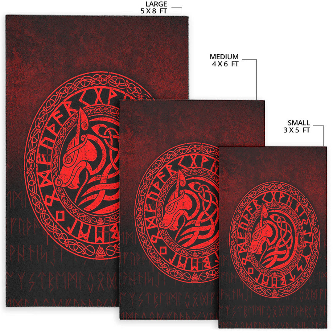 Viking Area Rug Viking Wolf Red Version