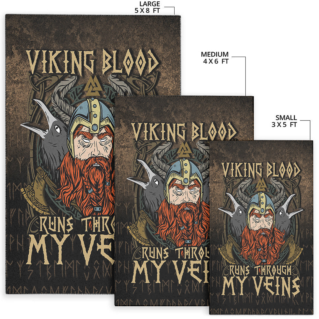 Viking Area Rug Viking Blood Run Through My Veins Ver04