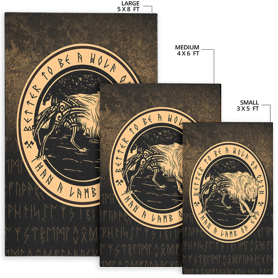 Viking Area Rug Wolf Of Odin Gold Version