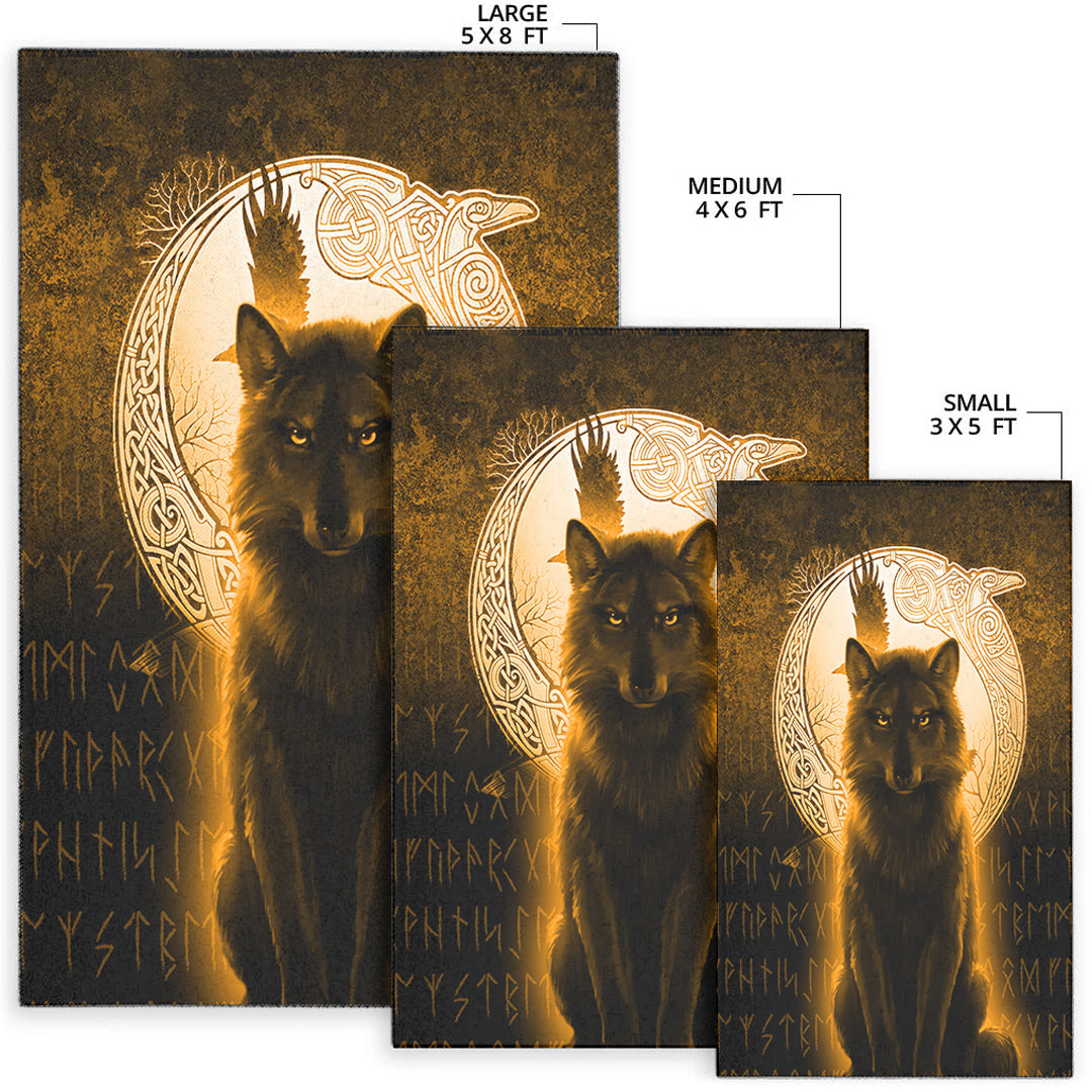 Viking Area Rug Fenrir Viking Wolf Gold Version