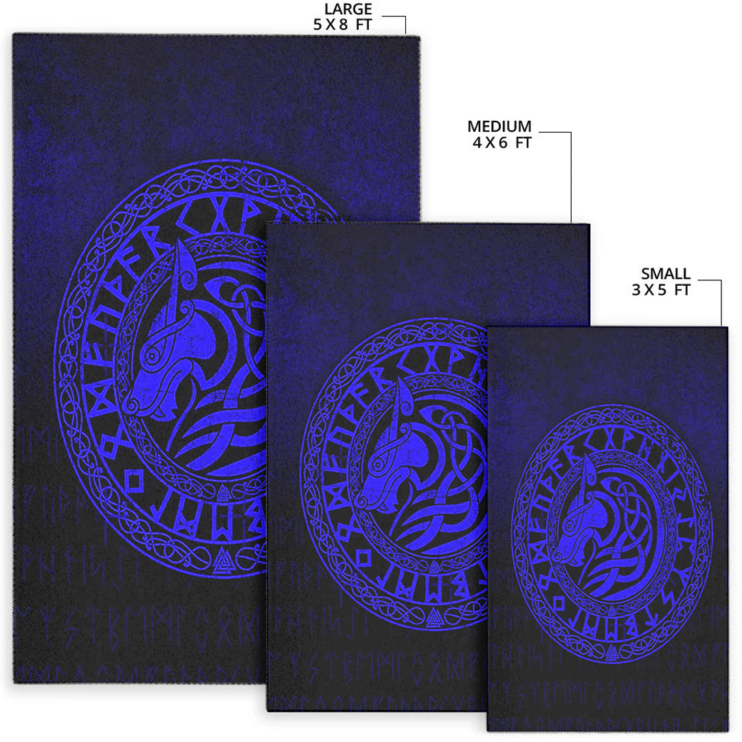 Viking Area Rug Viking Wolf Blue Version