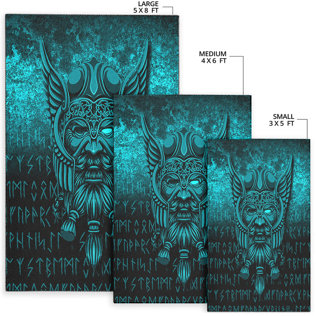 Viking Area Rug Viking Odin Allfather In Asgard Cyan Version