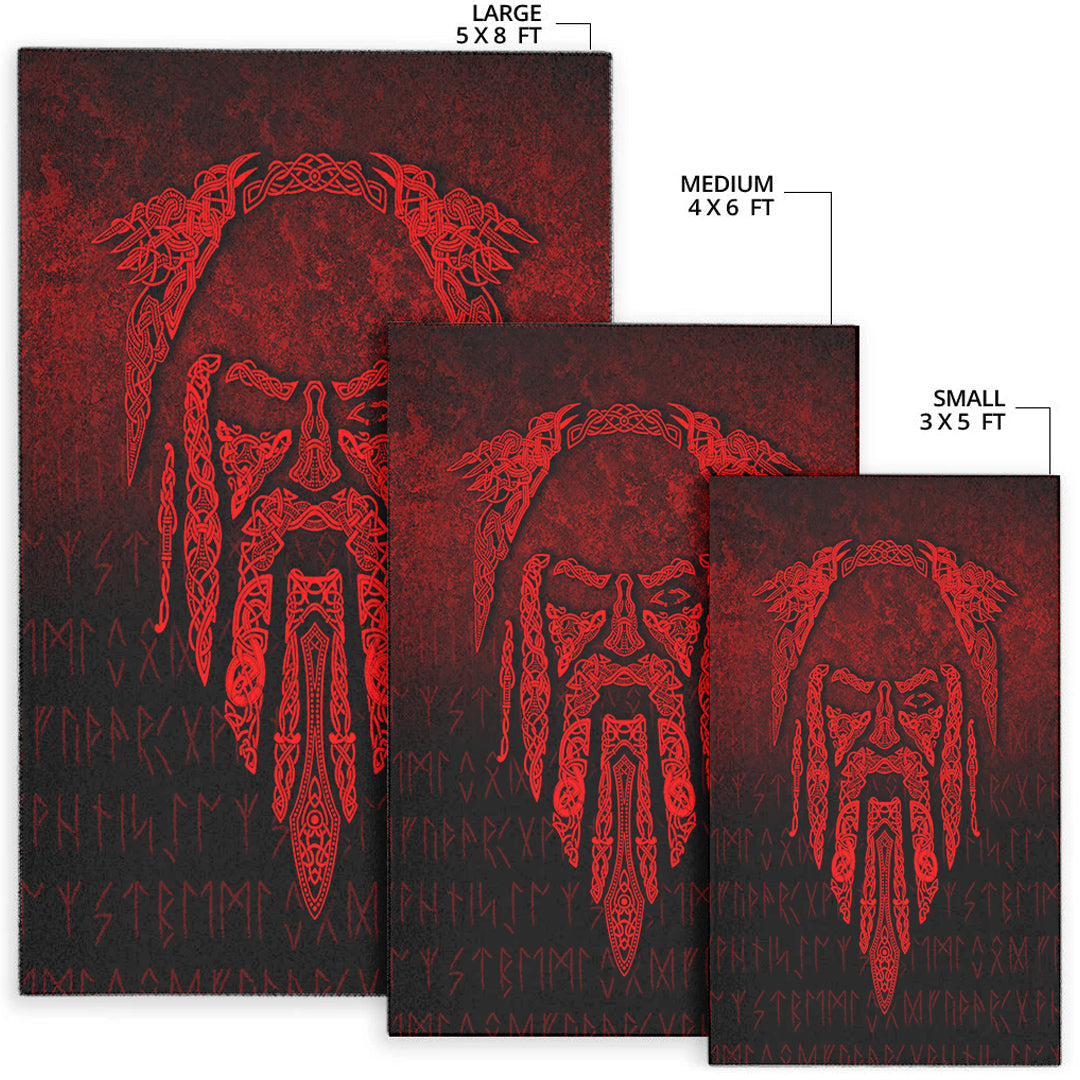 Viking Area Rug Eye of Odin Red Version