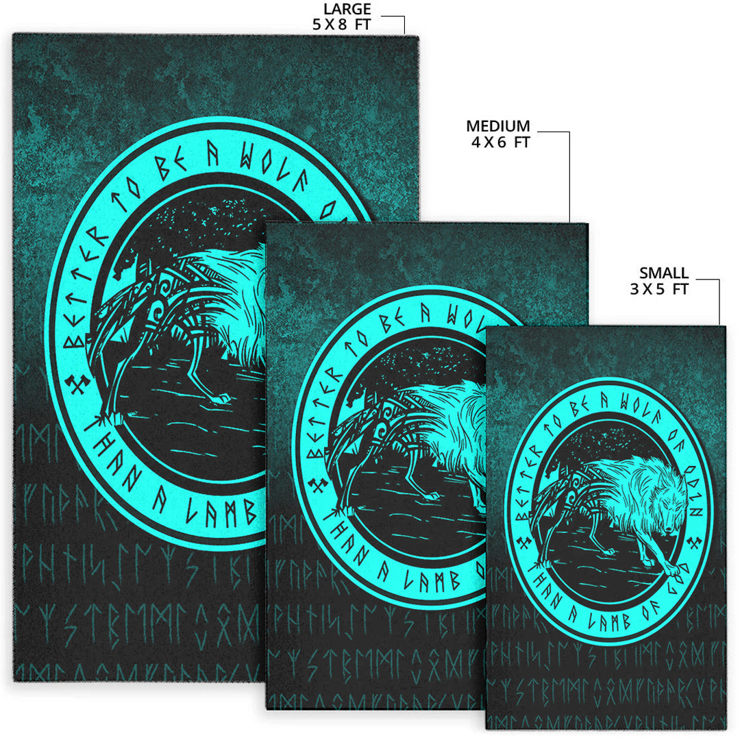 Viking Area Rug Wolf Of Odin Cyan Version