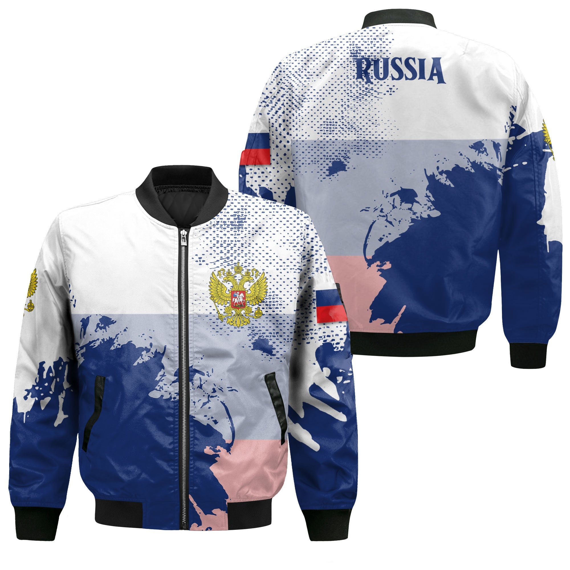 Russia Bomber Jacket Flag & Coat Of Arms Paint Style – To The Closet