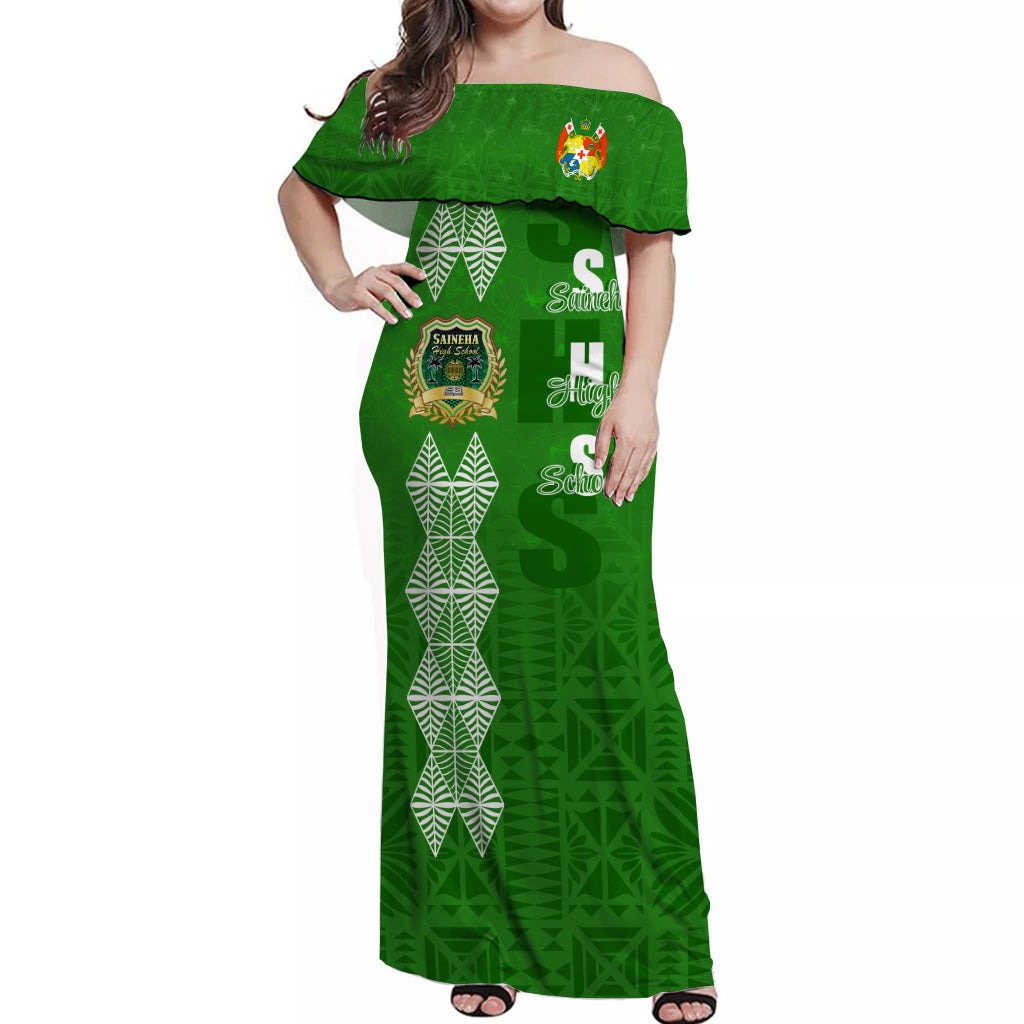 Tonga Saineha High School Hibiscus Off Shoulder Long Dress SHS Old Girls LT7