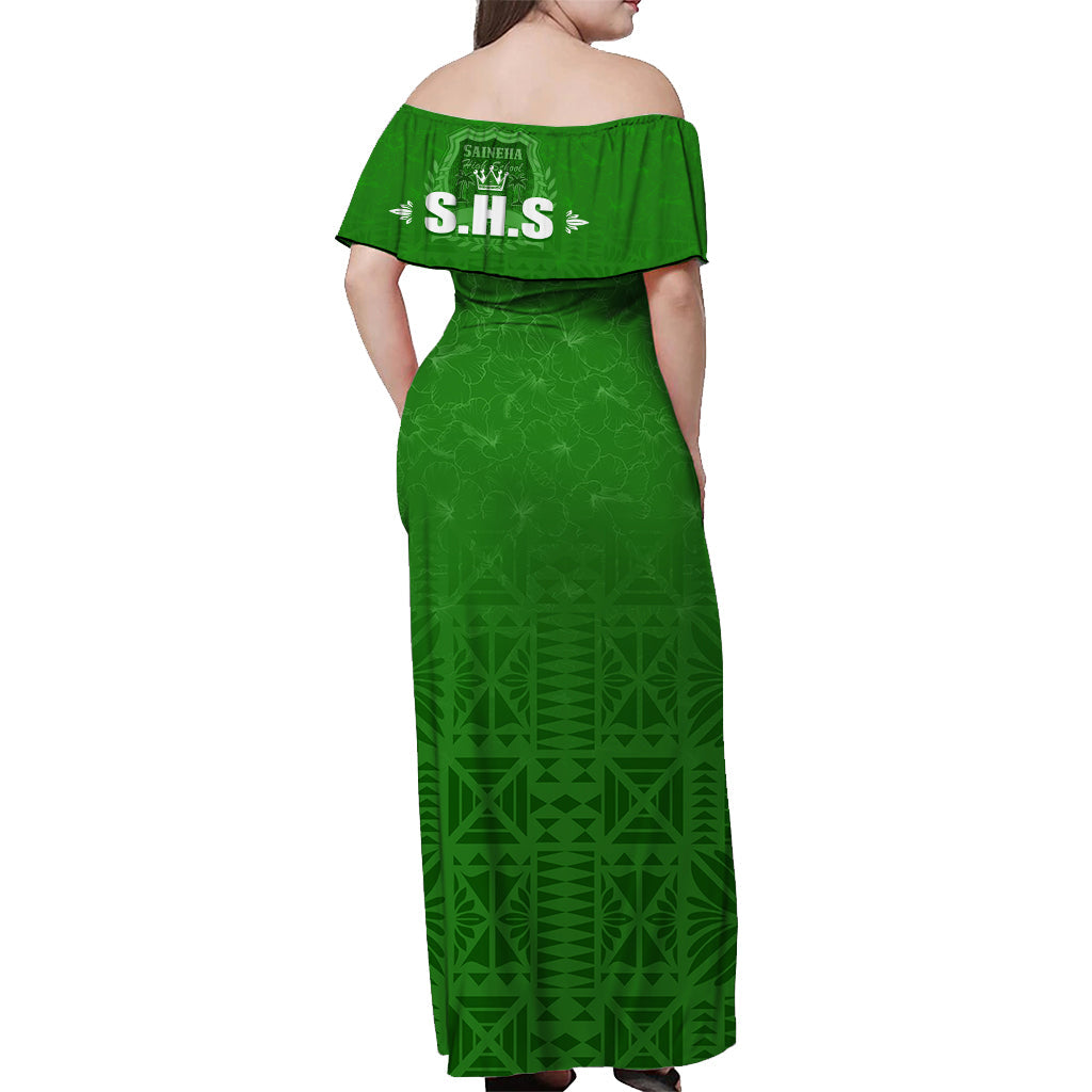 Tonga Saineha High School Hibiscus Off Shoulder Long Dress SHS Old Girls LT7