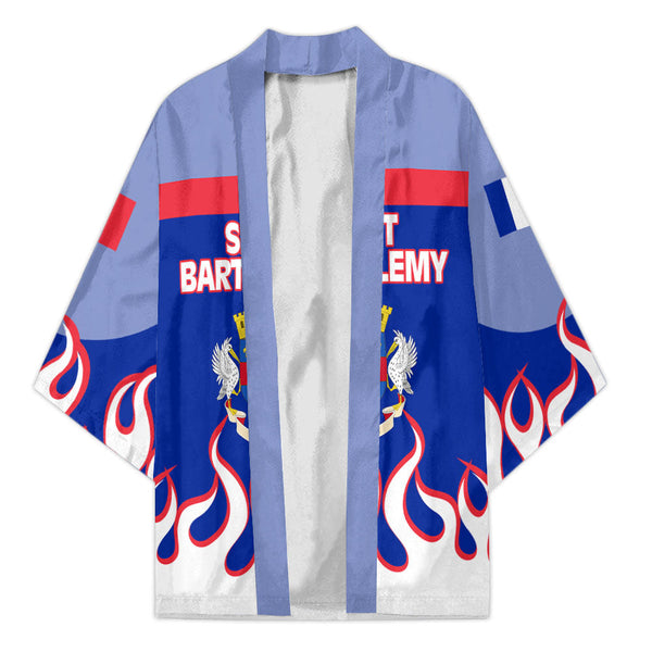 Saint Barthelemy Kimono Flag & Coat Of Arms Fire Hockey Style